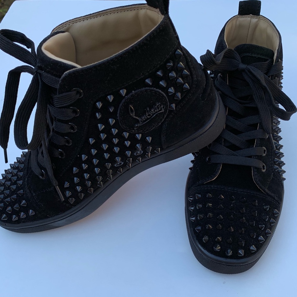 Christian Louboutin Men Black Suede Sneakers